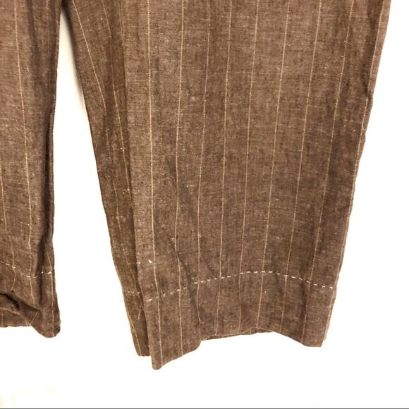 5/$25 Willi Smith Linen Brown Pinstriped Cropped Pants Women's Size 6 - Picture 4 of 5